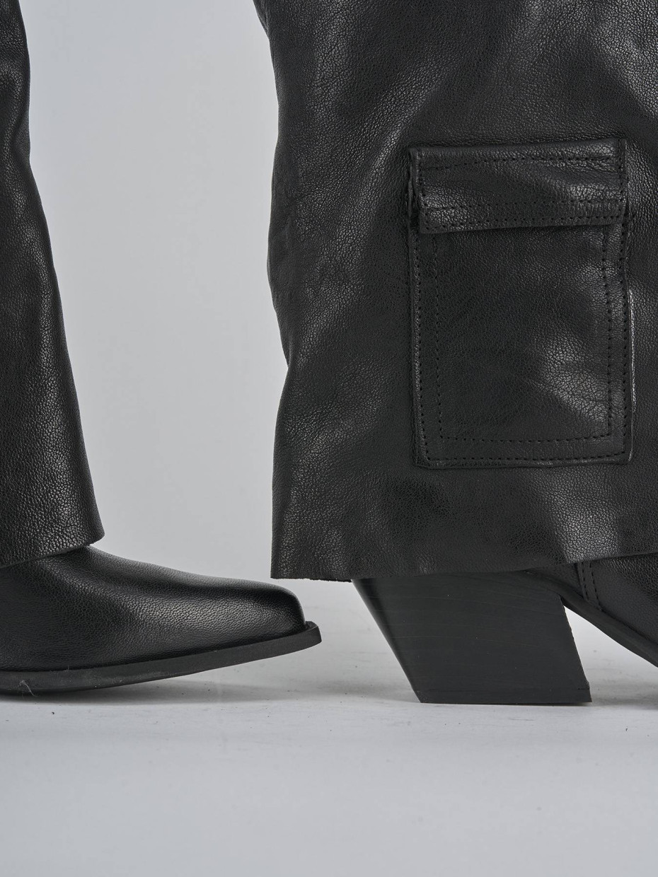 Stivali tacco 7cm pelle nero