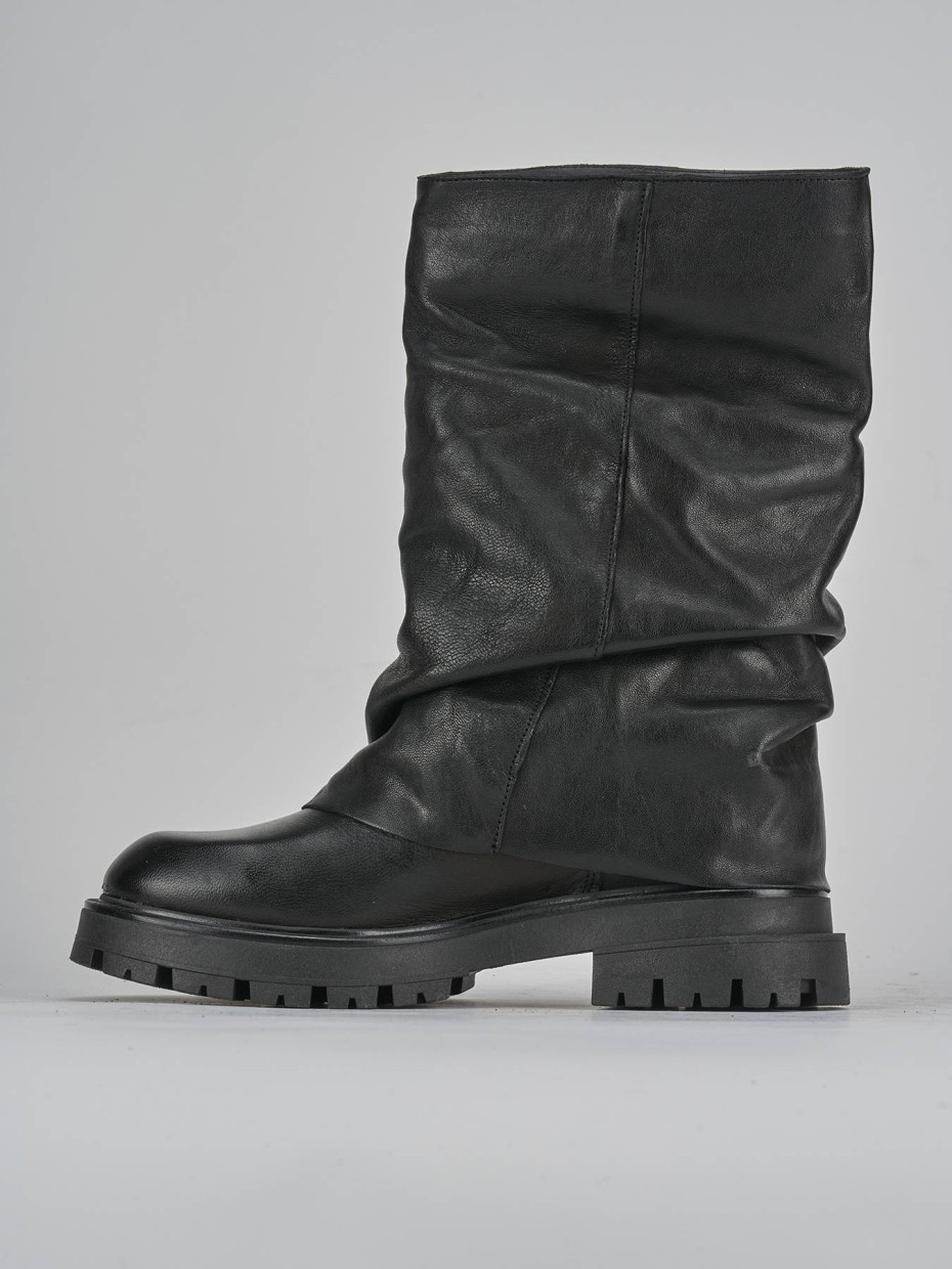 Stivaletti tacco 3cm pelle nero