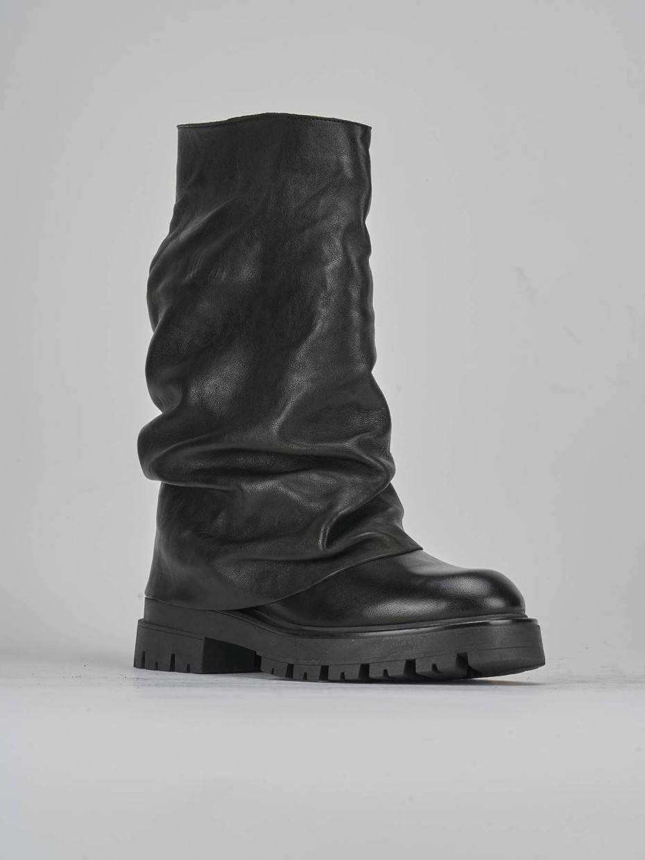 Stivaletti tacco 3cm pelle nero