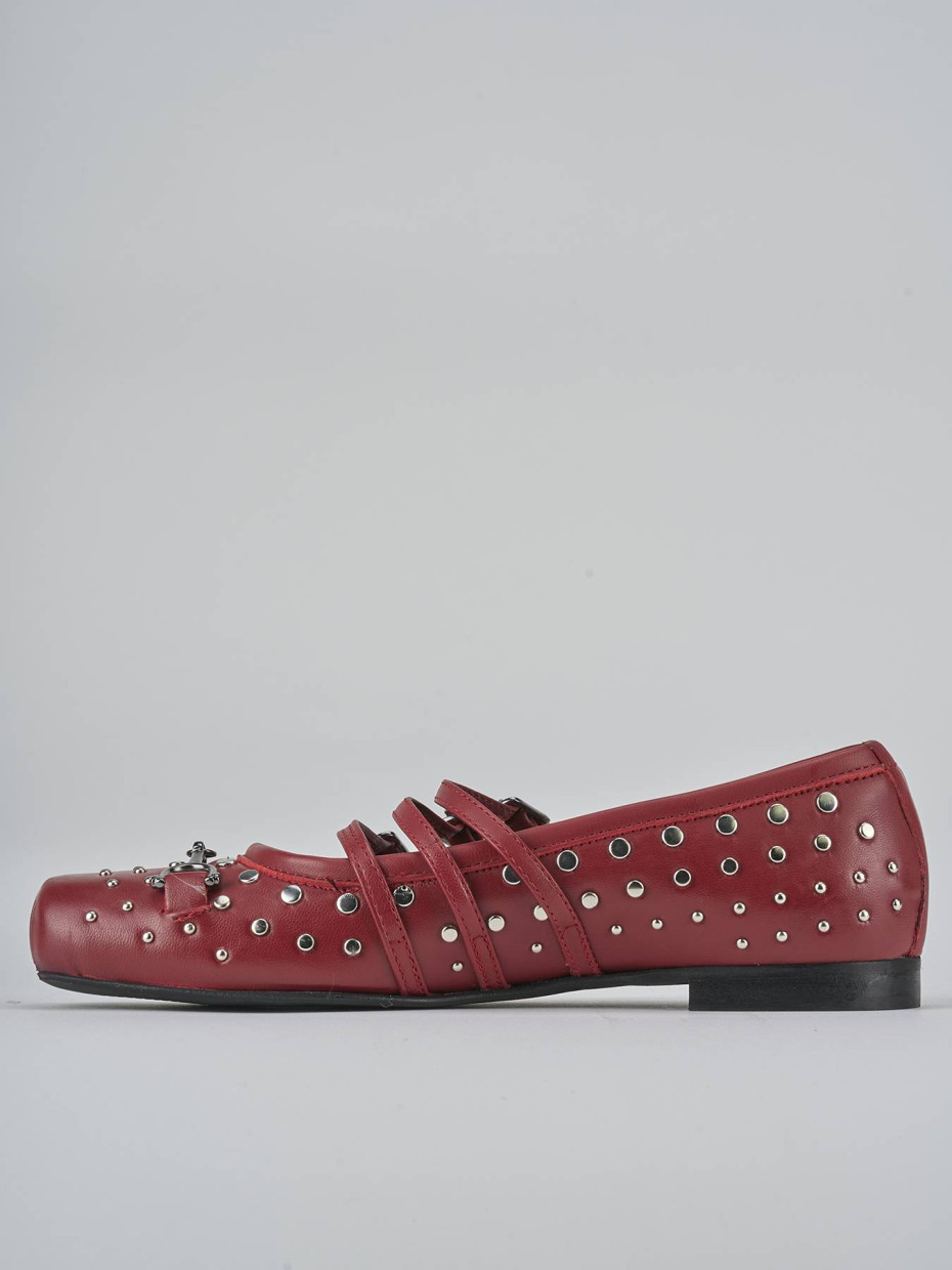 Ballerine tacco 1cm pelle rosso