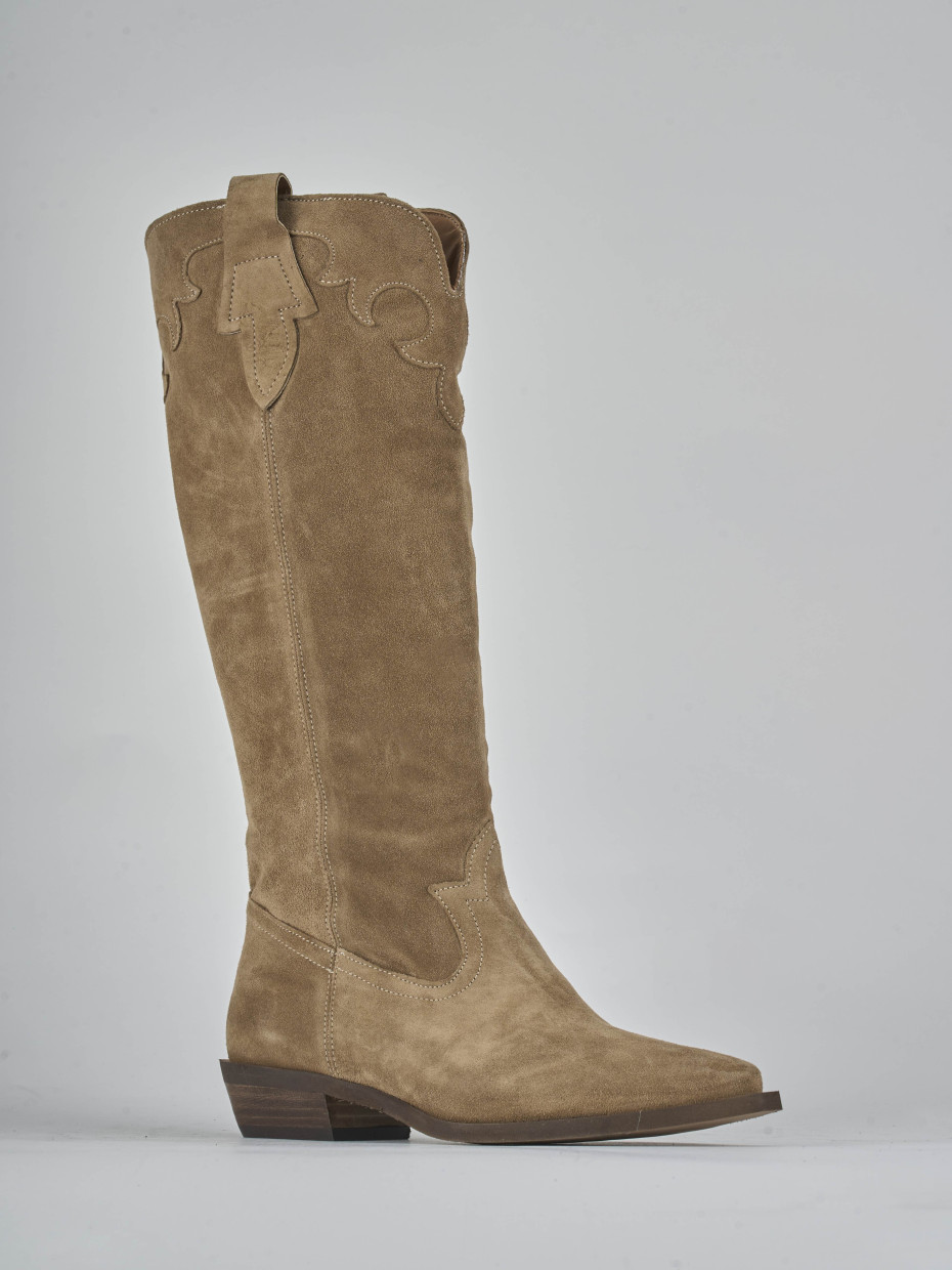 Stivale tacco 3 cm marrone camoscio