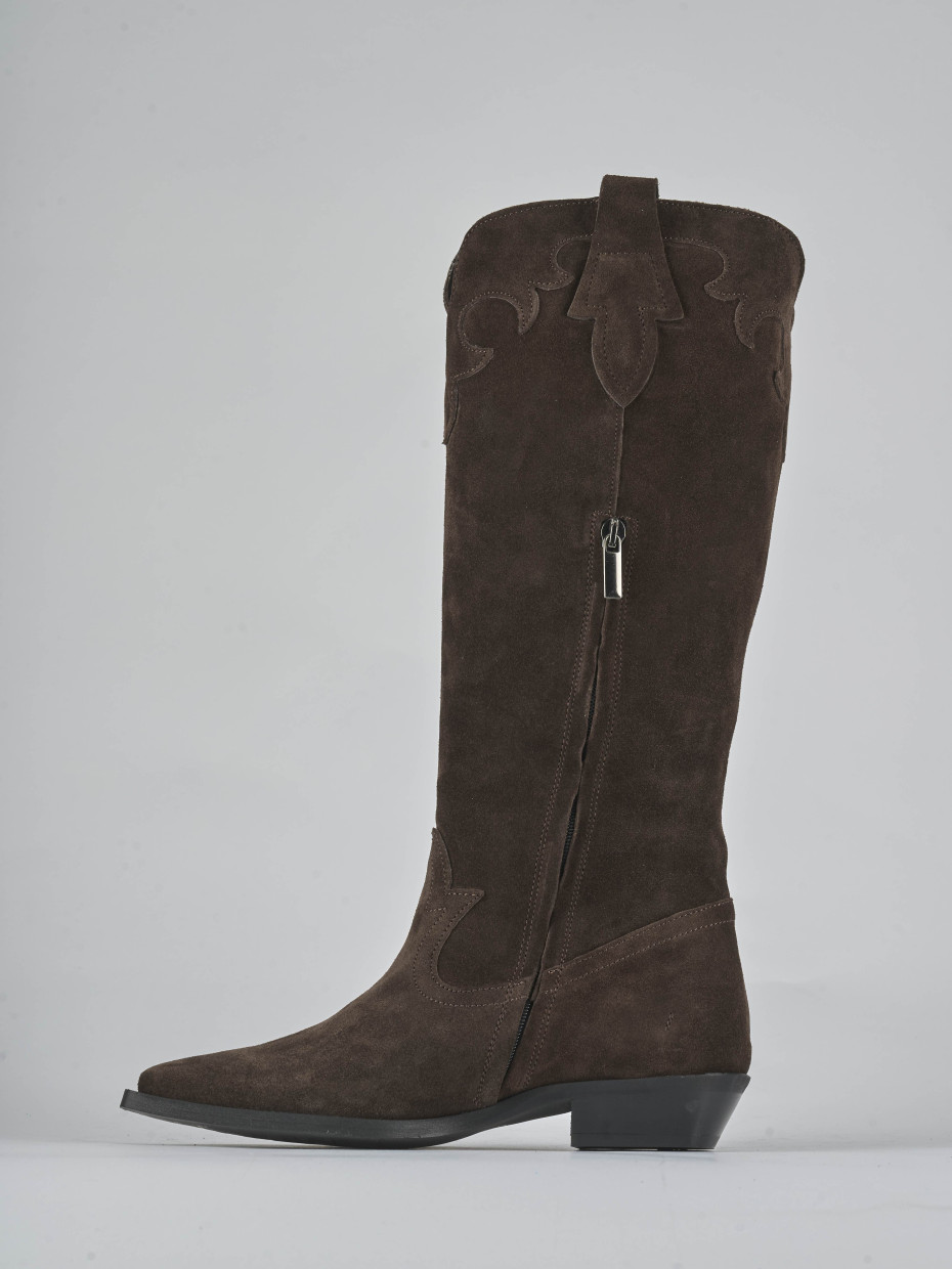 Stivale tacco 3 cm testa camoscio