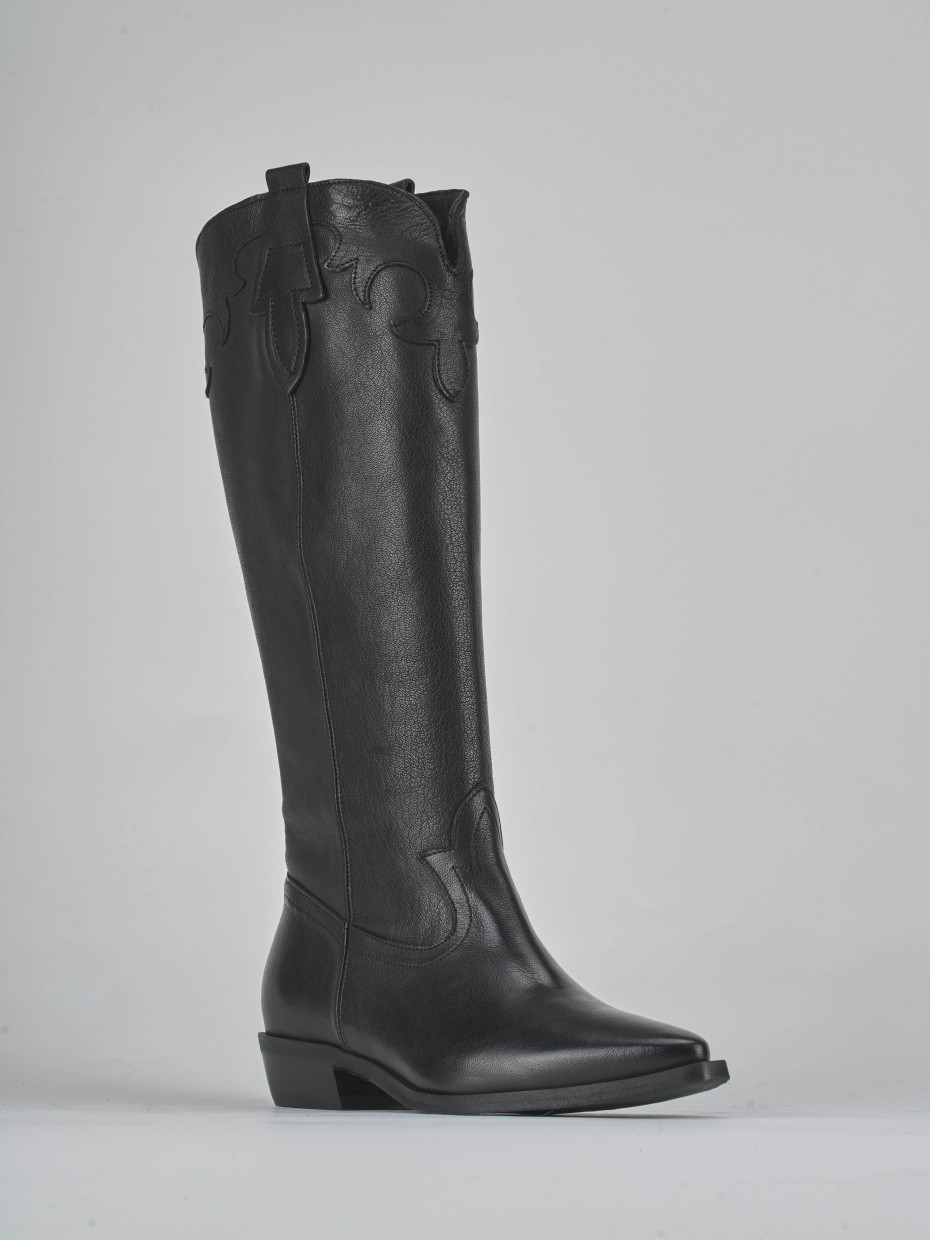 Stivale tacco 3 cm nero pelle