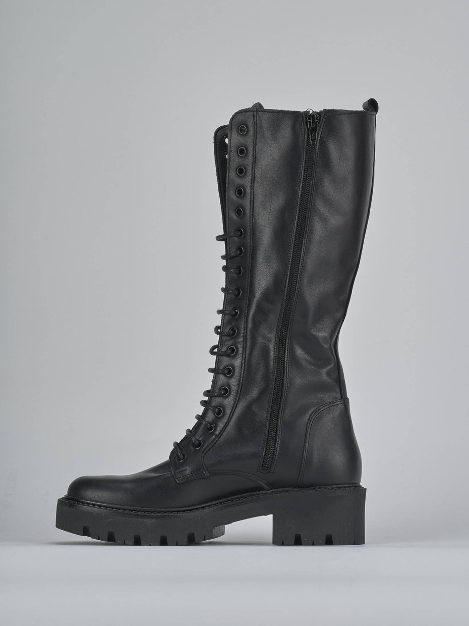 Anfibi tacco 3cm pelle nero