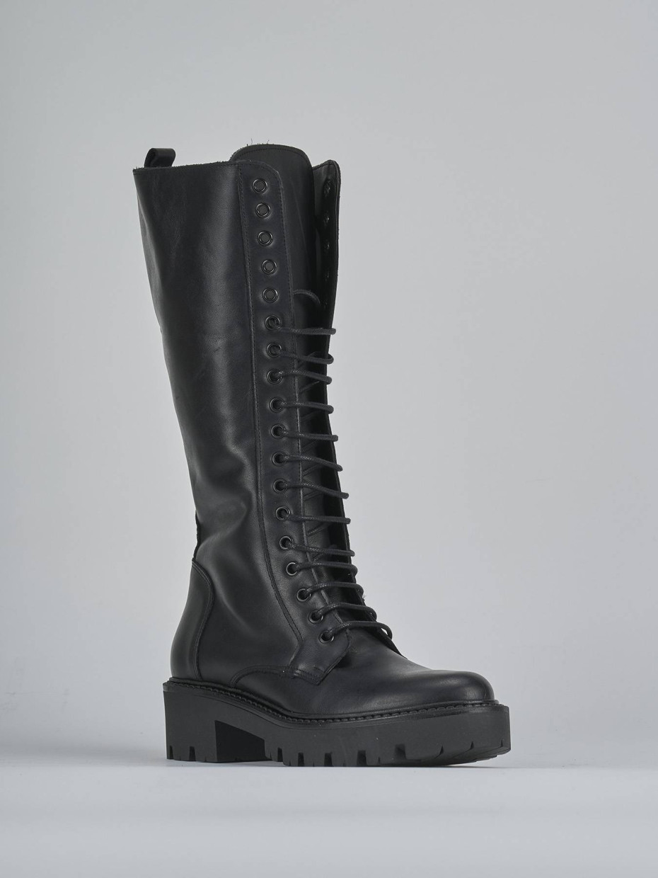 Anfibi tacco 3cm pelle nero