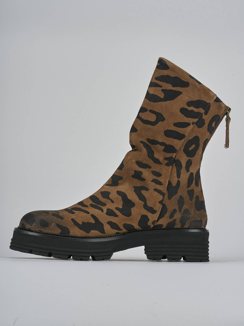 Stivaletti tacco 2cm camoscio multicolor