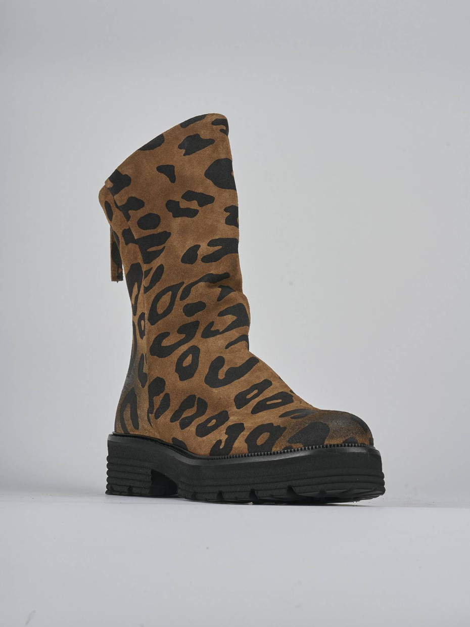Stivaletti tacco 2cm camoscio multicolor