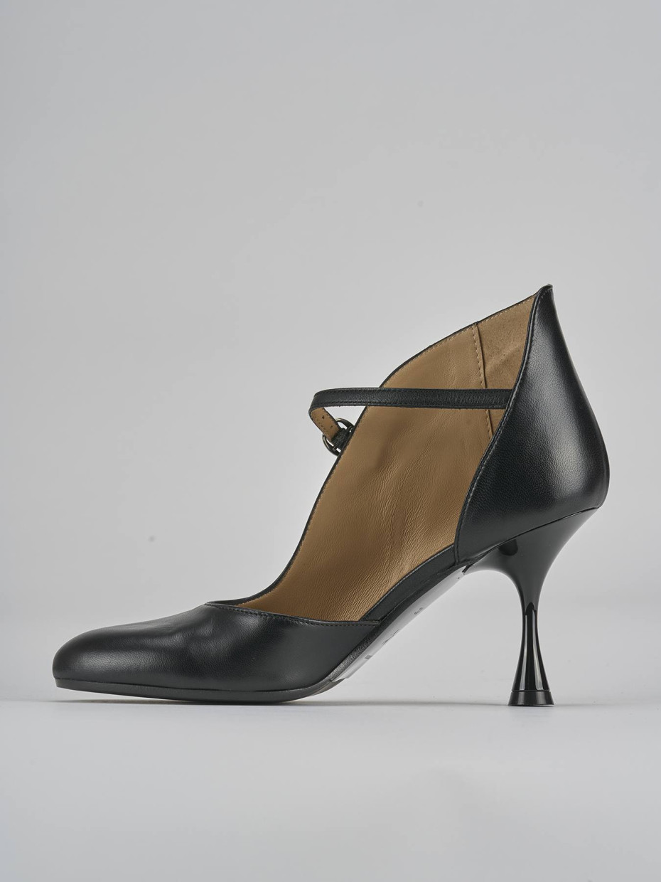 Décolleté e slingback tacco 8cm pelle nero