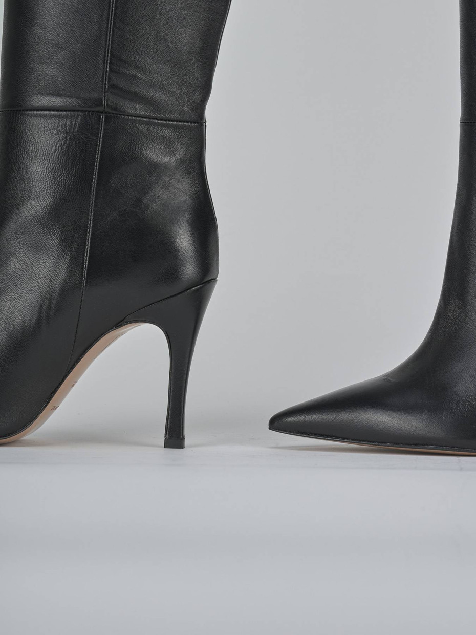 Stivali tacco 9cm pelle nero