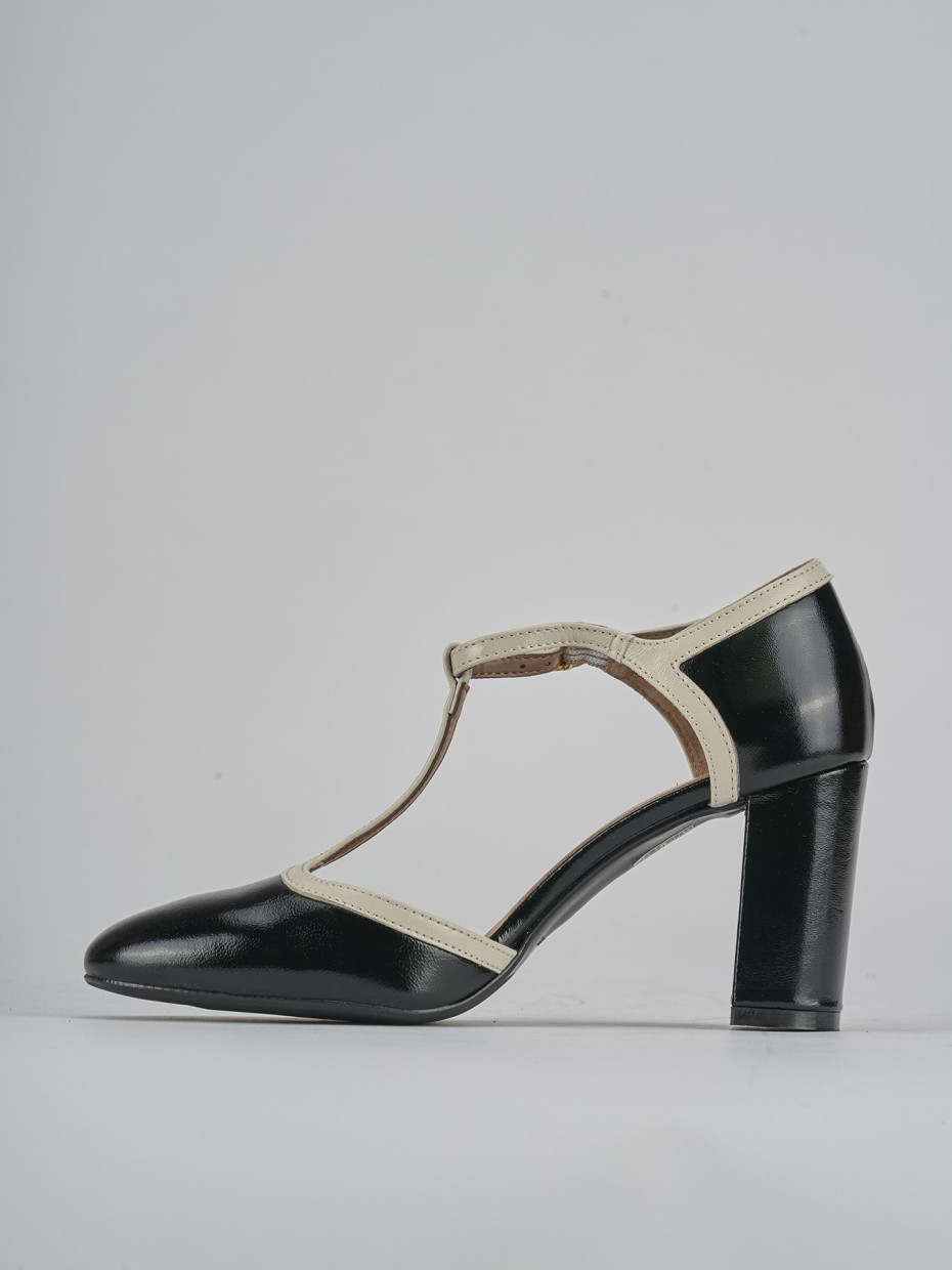 Décolleté e slingback tacco 8cm pelle nero