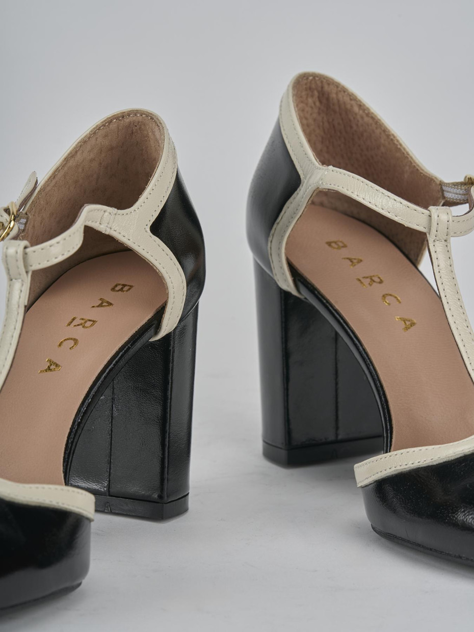 Décolleté e slingback tacco 8cm pelle nero