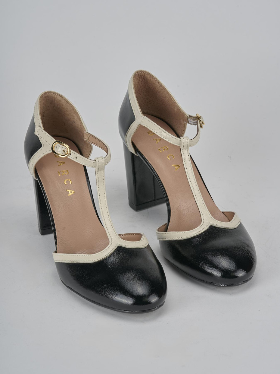 Décolleté e slingback tacco 8cm pelle nero