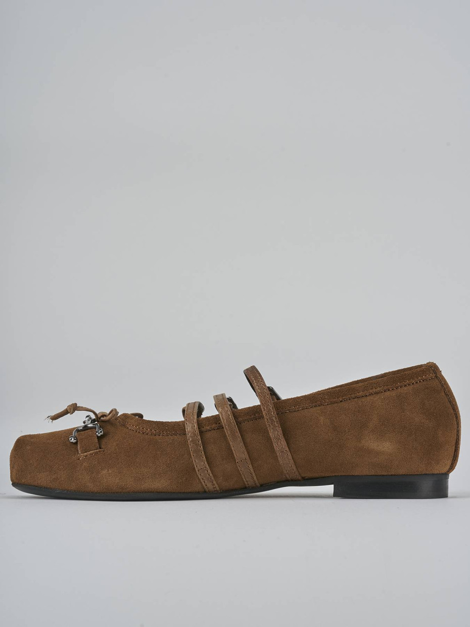 Ballerine tacco 1cm camoscio marrone