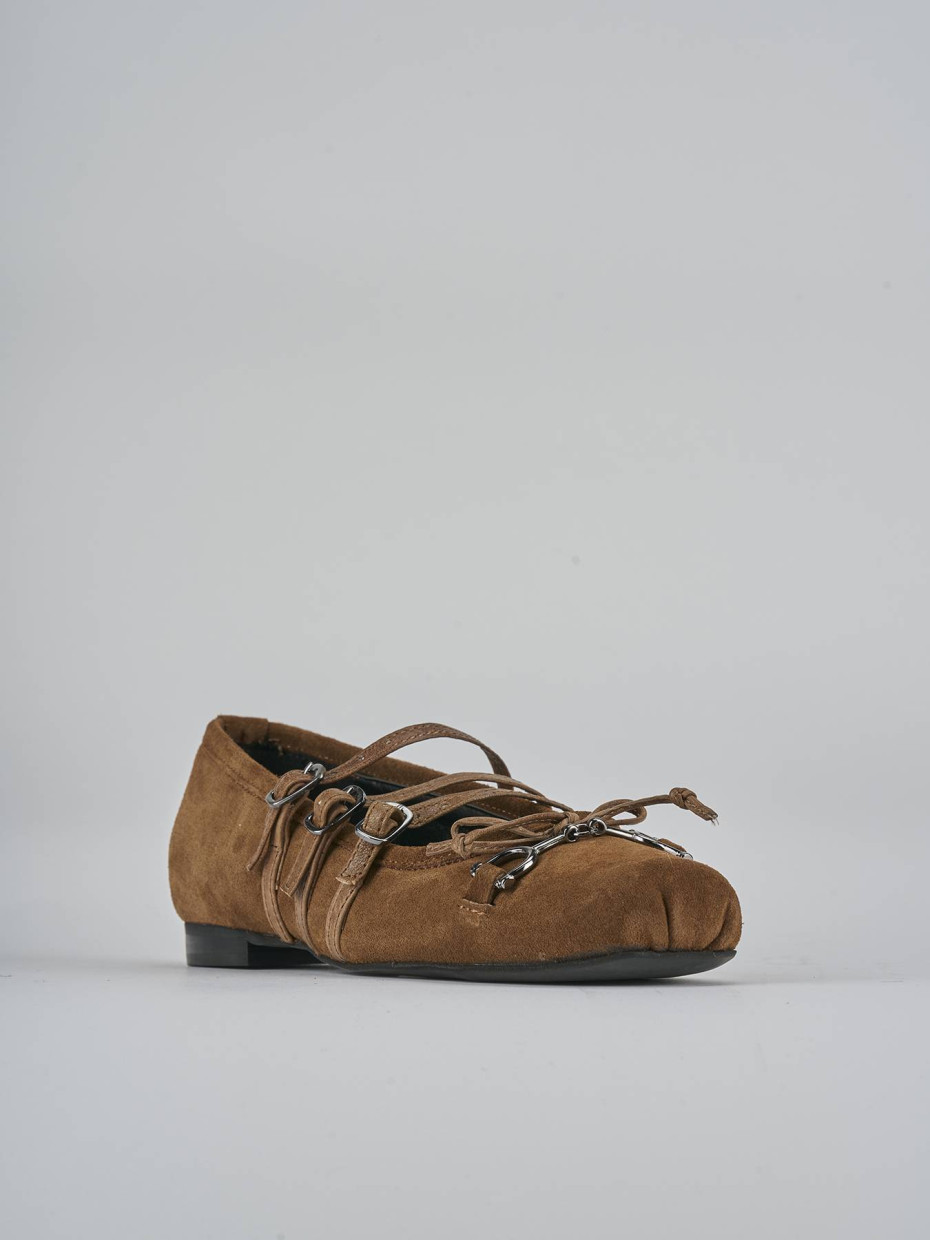 Ballerine tacco 1cm camoscio marrone
