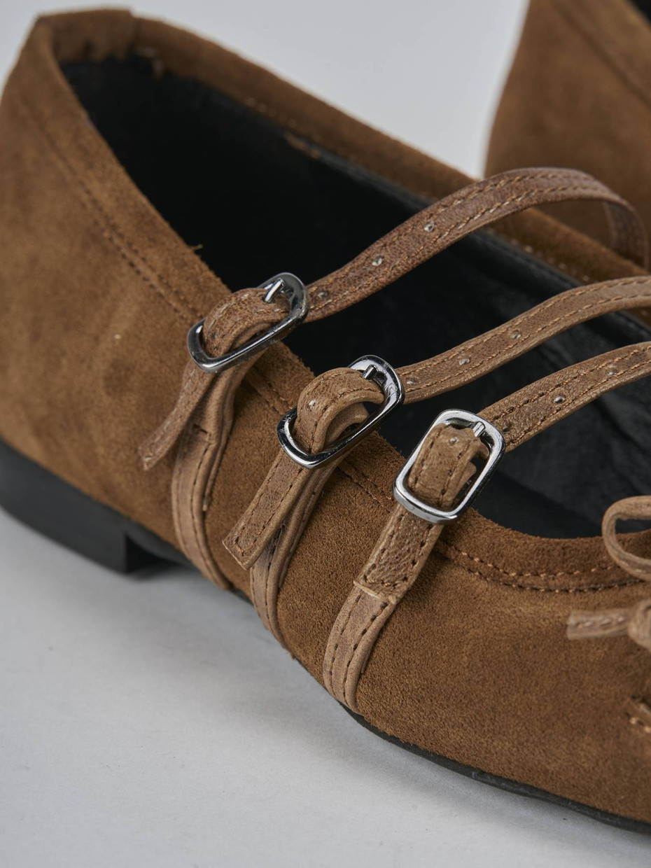 Ballerine tacco 1cm camoscio marrone