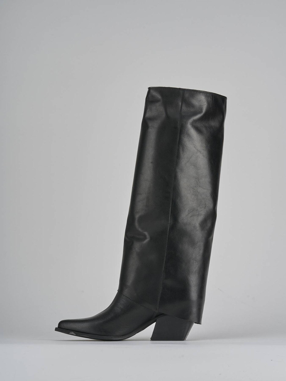 Stivali tacco 7cm pelle nero