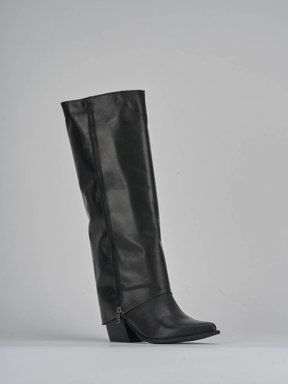 Stivali tacco 7cm pelle nero