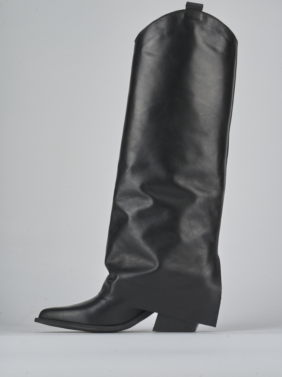 Stivale texano tacco 7 cm nero pelle