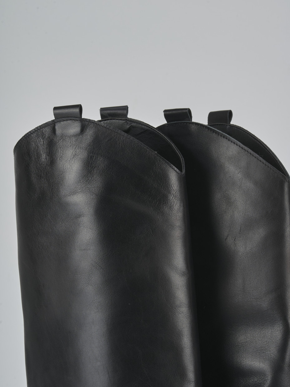 Stivale texano tacco 7 cm nero pelle