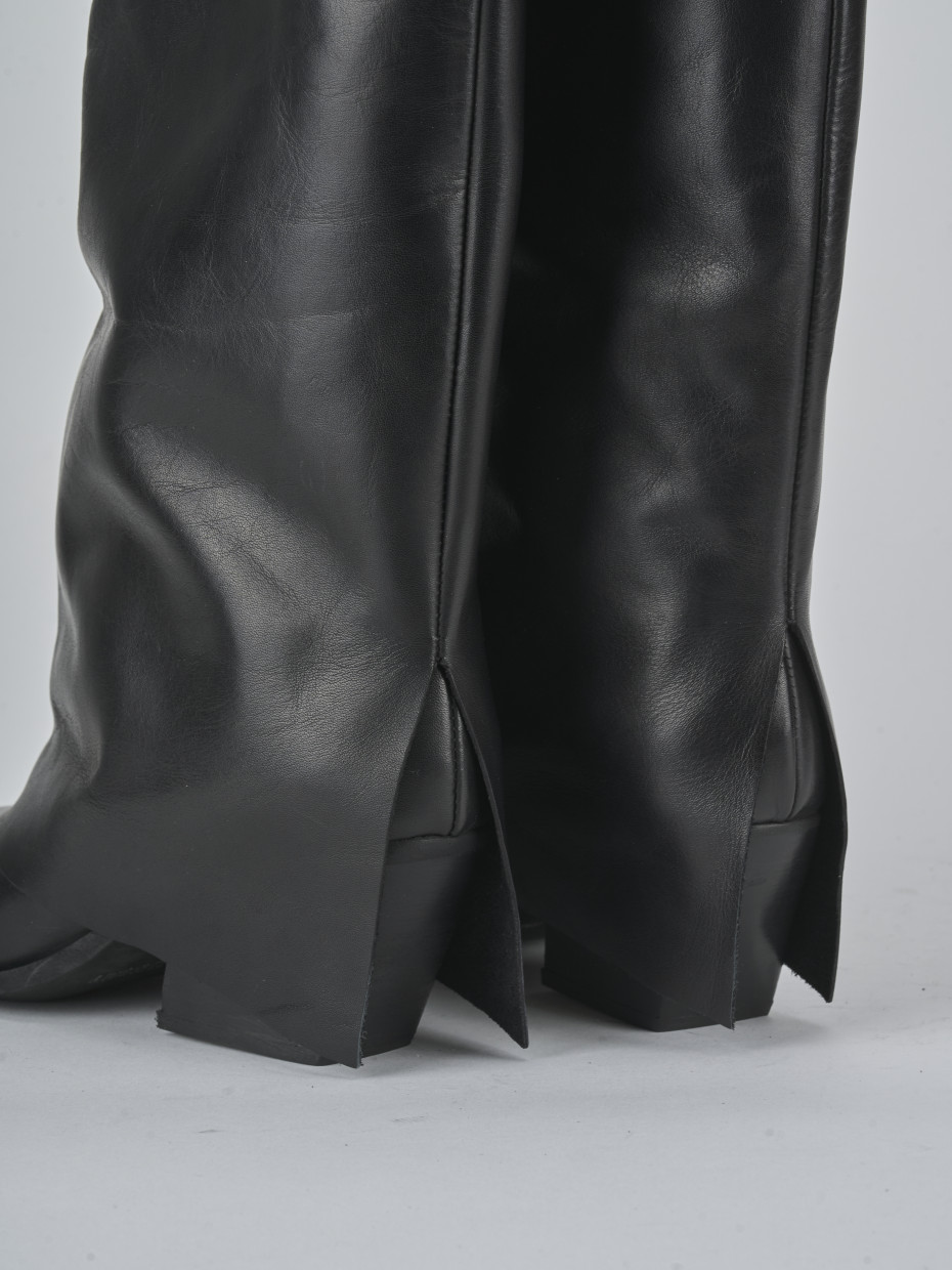 Stivale texano tacco 7 cm nero pelle