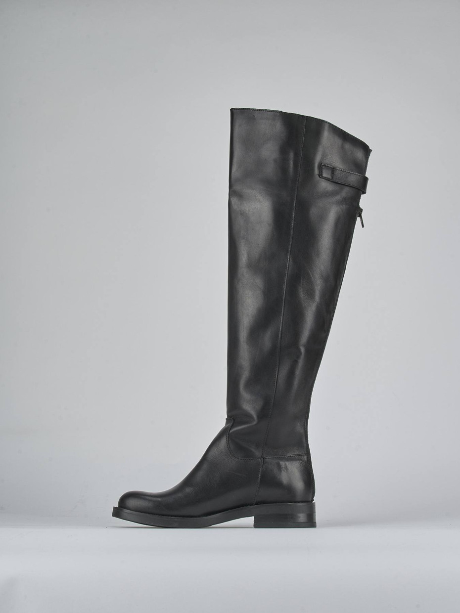 Stivali tacco 1cm pelle nero