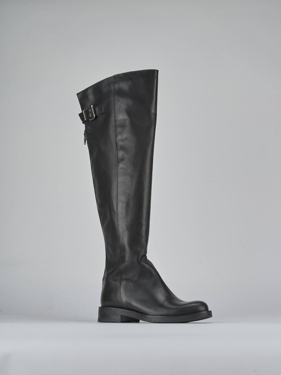 Stivali tacco 1cm pelle nero