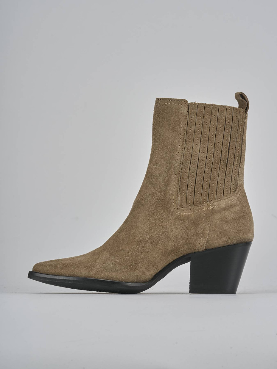 Stivaletti tacco 7cm camoscio marrone