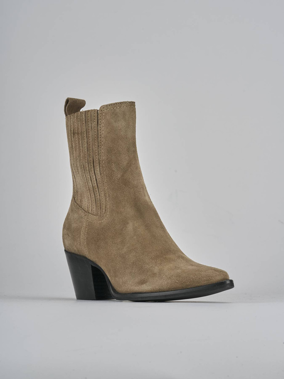 Stivaletti tacco 7cm camoscio marrone