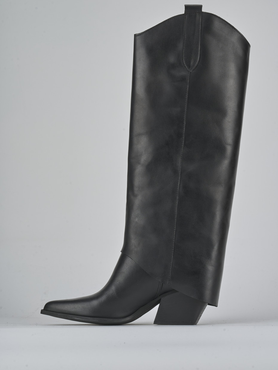 Stivali tacco 7cm pelle nero
