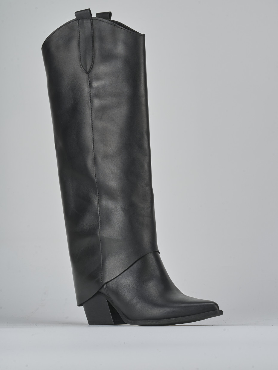 Stivali tacco 7cm pelle nero