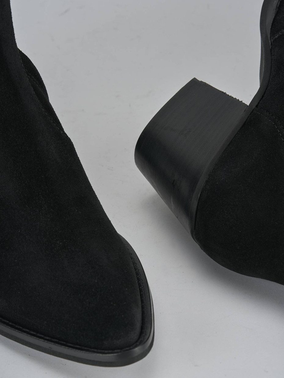 Stivaletti tacco 7cm camoscio nero