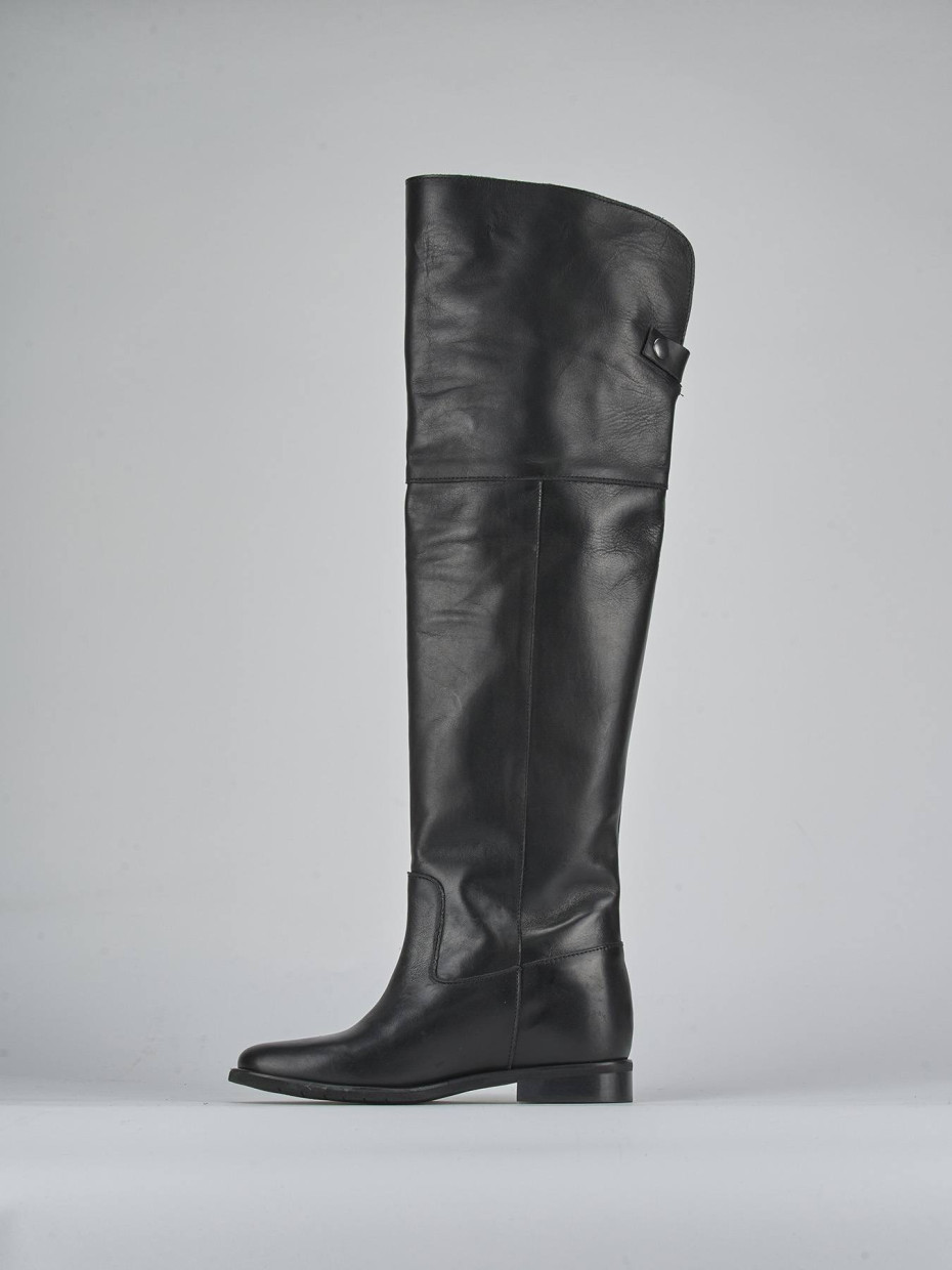 Stivali tacco 1cm pelle nero