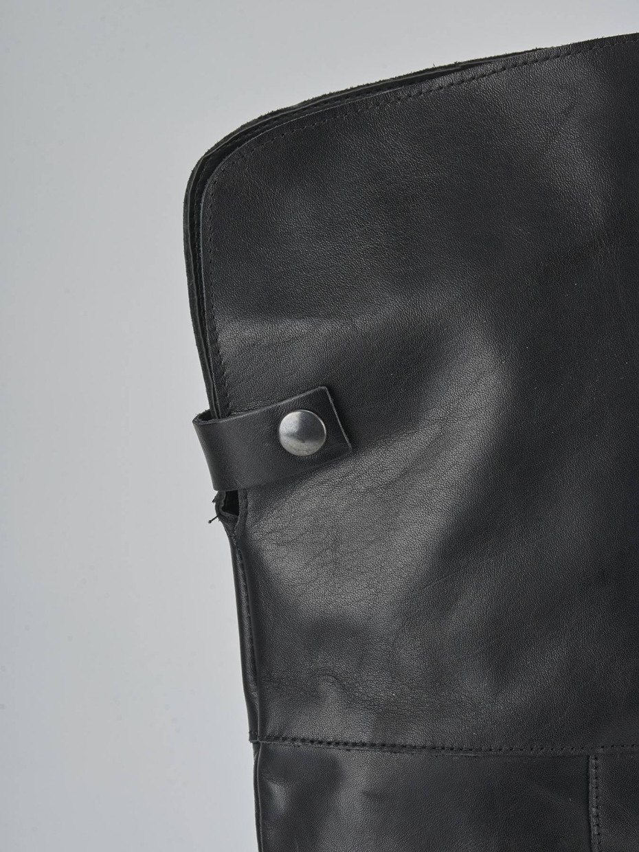 Stivali tacco 1cm pelle nero