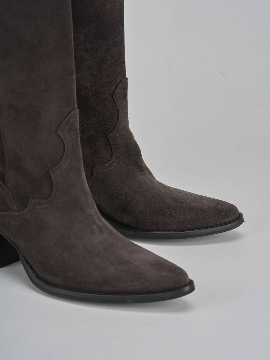 Stivali tacco 7cm camoscio testa