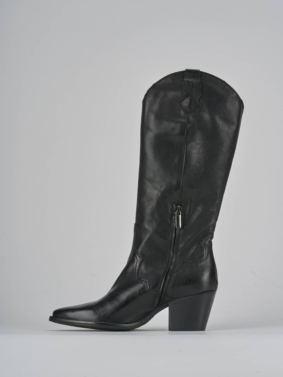 Stivali tacco 7cm pelle nero