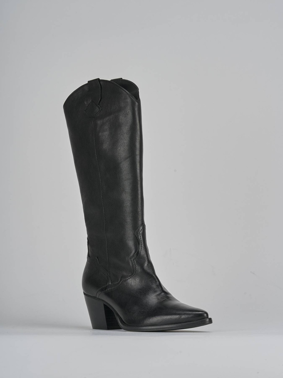 Stivali tacco 7cm pelle nero