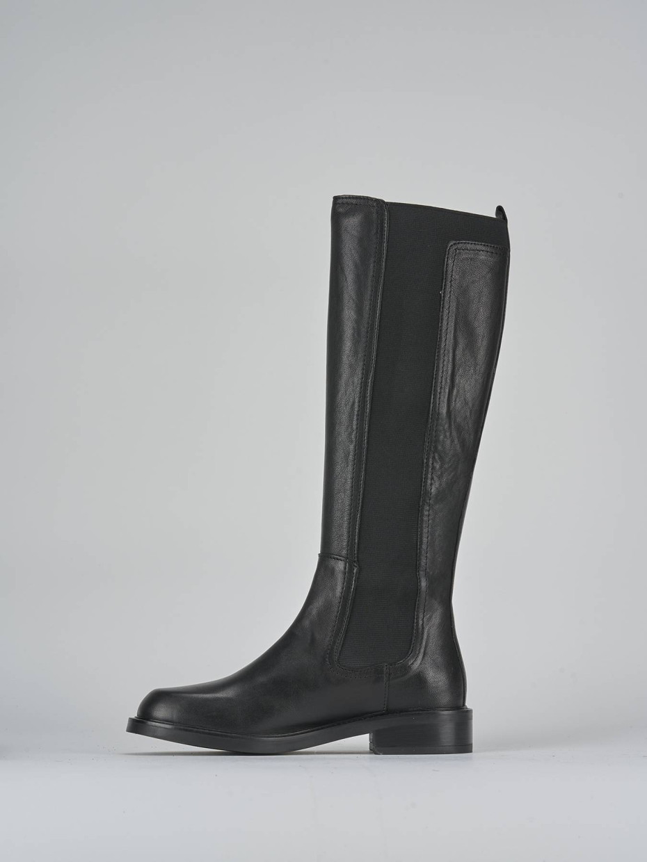 Stivali tacco 2cm pelle nero