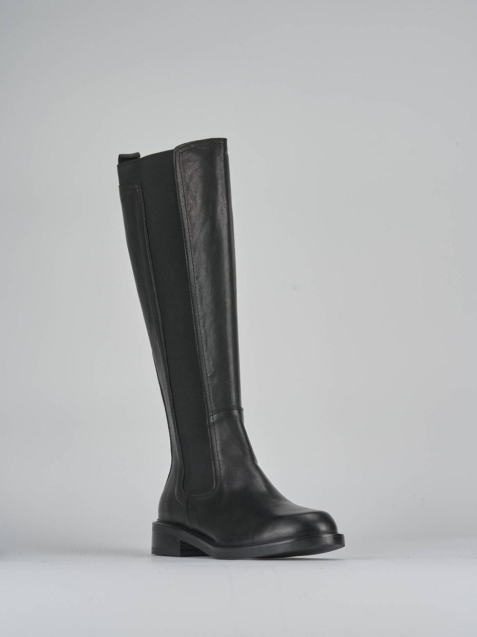 Stivali tacco 2cm pelle nero