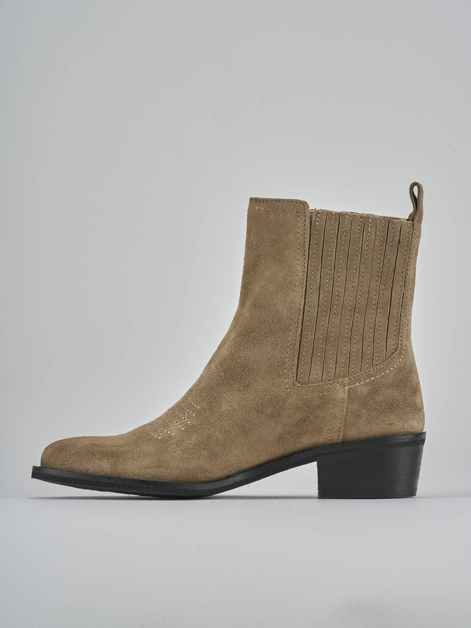 Stivaletti tacco 3cm camoscio marrone