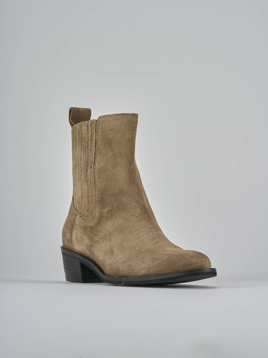 Stivaletti tacco 3cm camoscio marrone
