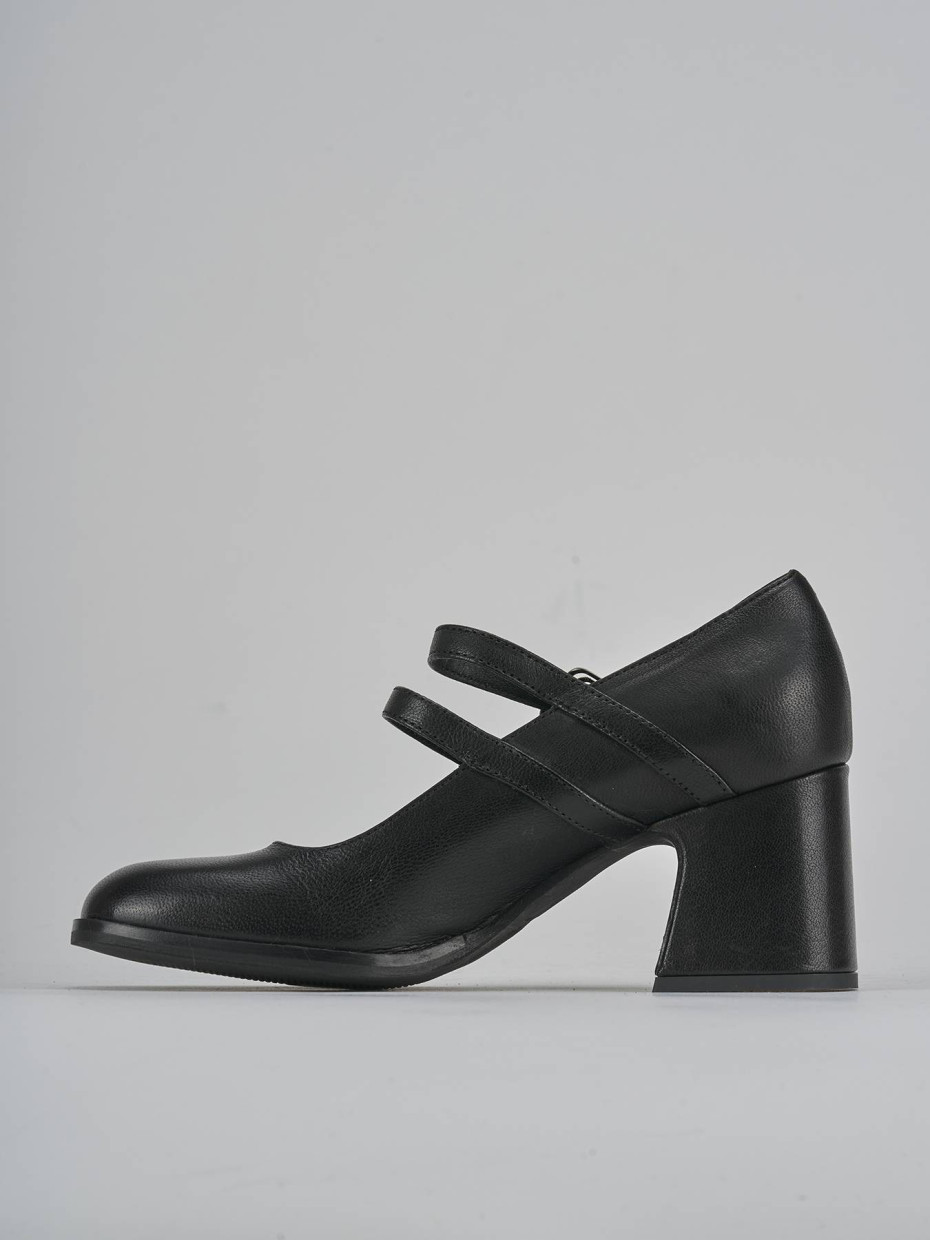 Décolleté e slingback tacco 7cm pelle nero