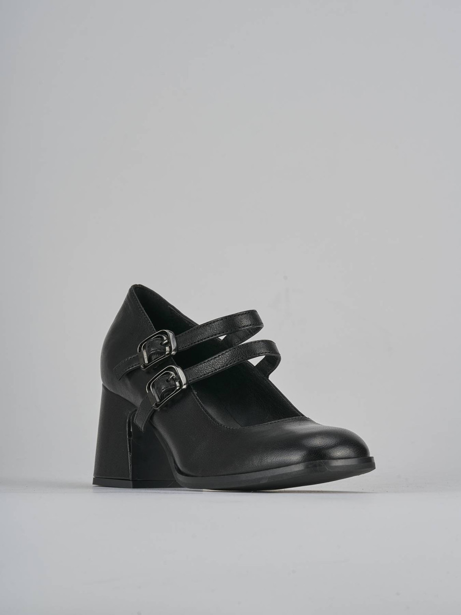 Décolleté e slingback tacco 7cm pelle nero