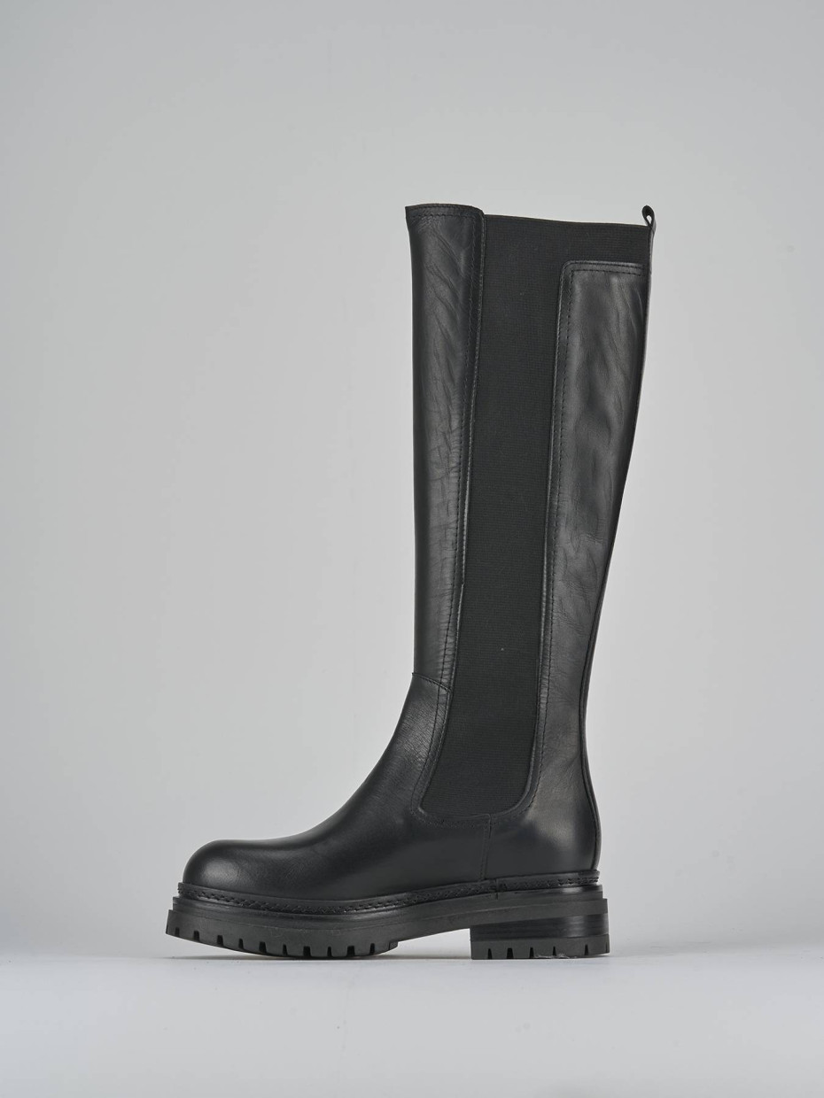 Stivali tacco 3cm pelle nero