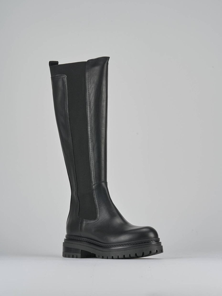 Stivali tacco 3cm pelle nero
