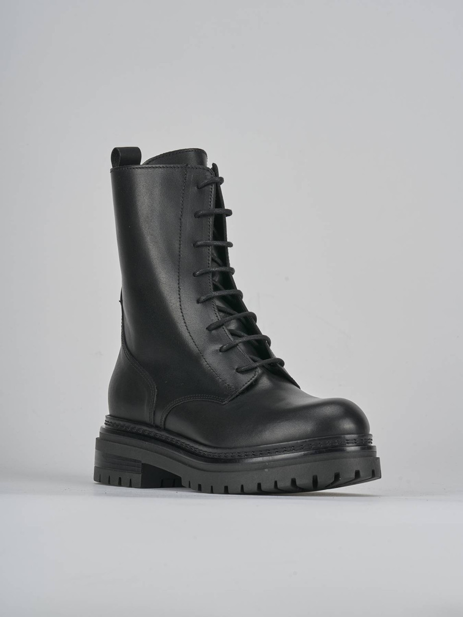 Anfibi tacco 3cm pelle nero