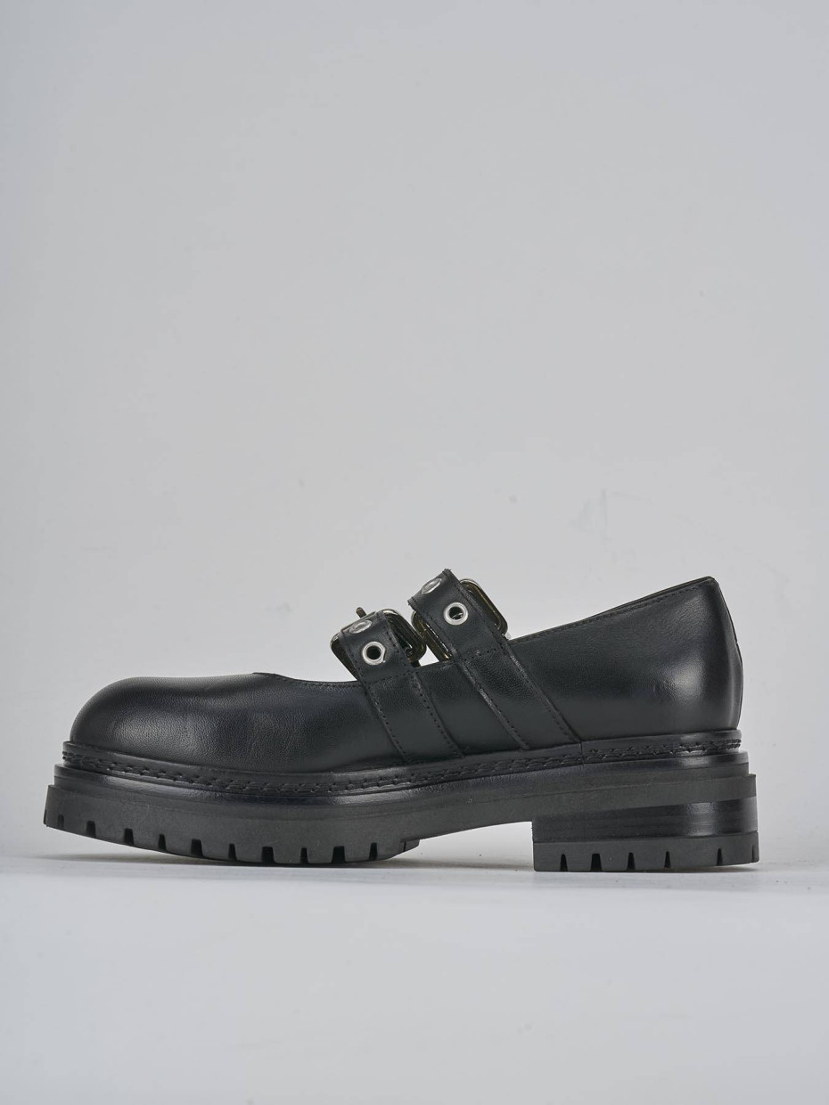 Ballerine tacco 3cm pelle nero