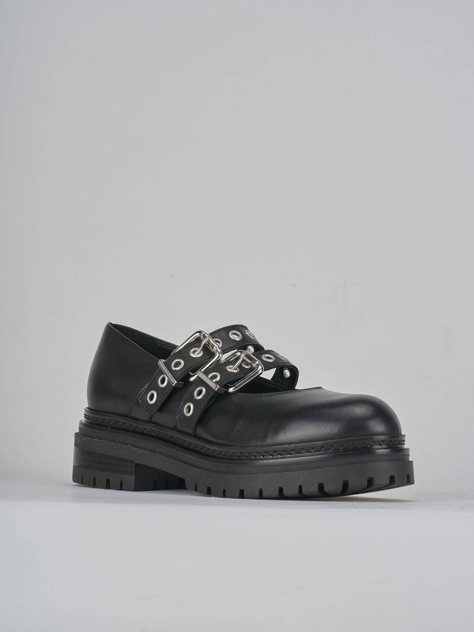 Ballerine tacco 3cm pelle nero