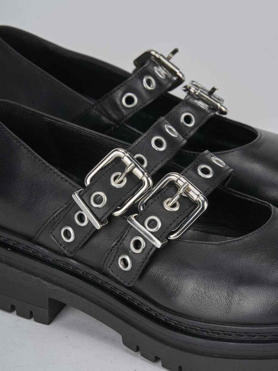 Ballerine tacco 3cm pelle nero