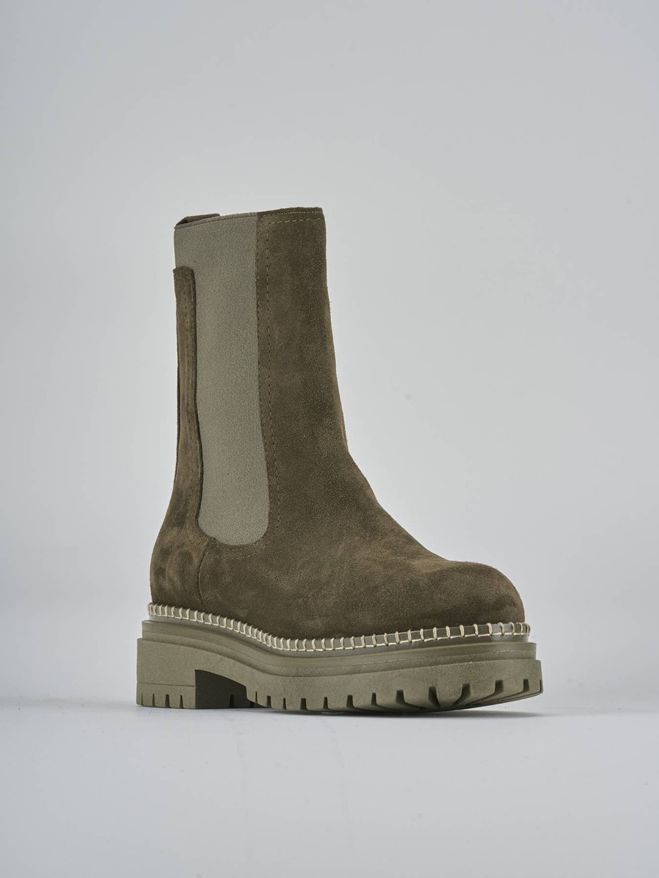 Stivaletti tacco 3cm camoscio verde