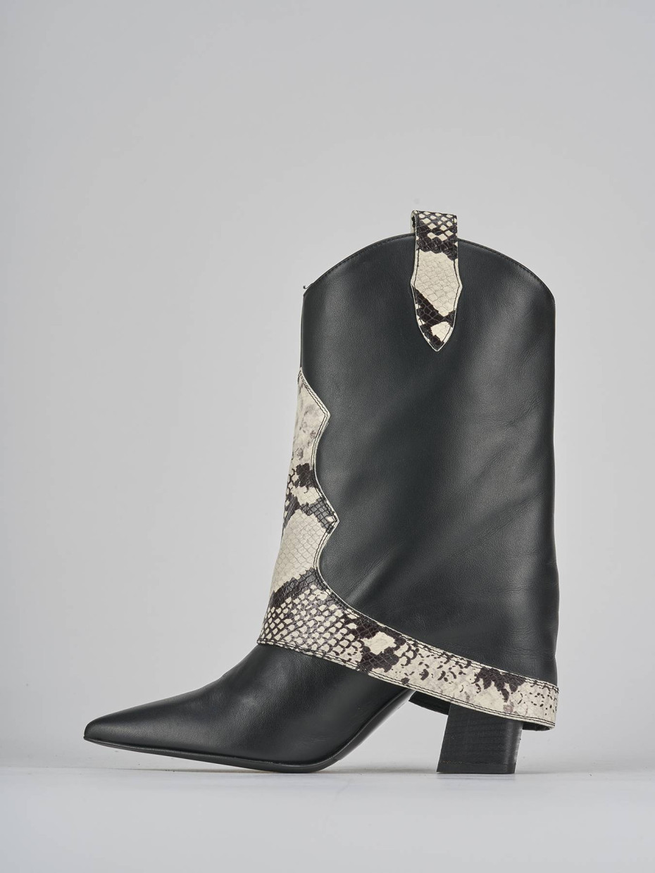 Stivaletti tacco 8cm pelle nero
